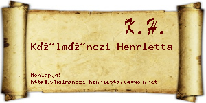 Kálmánczi Henrietta névjegykártya